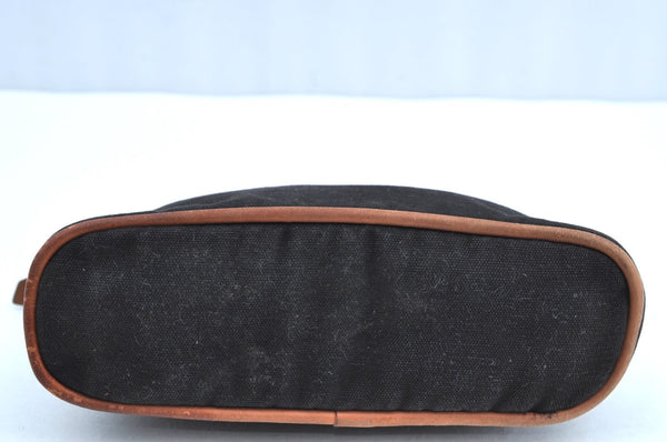 Authentic HERMES Bolide PM Pouch Purse Canvas Leather Black K5830