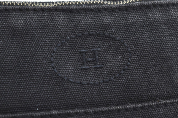 Authentic HERMES Bolide PM Pouch Purse Canvas Leather Black K5830