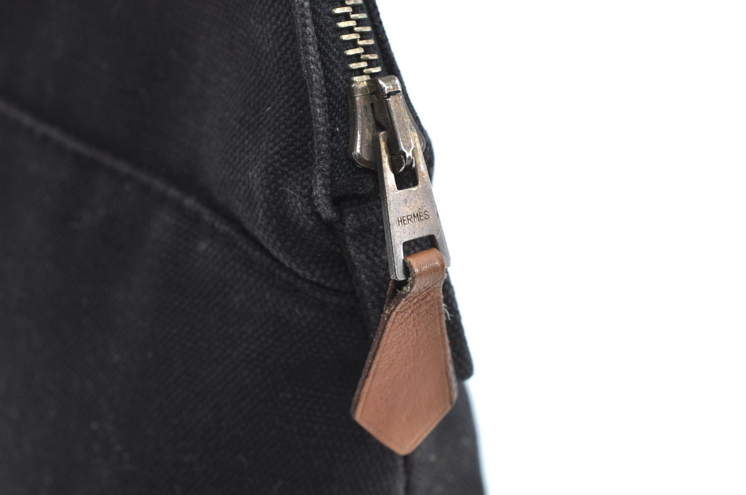 Authentic HERMES Bolide PM Pouch Purse Canvas Leather Black K5830