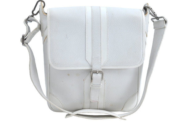 Authentic BURBERRY Vintage Leather Shoulder Bag Purse White K5837