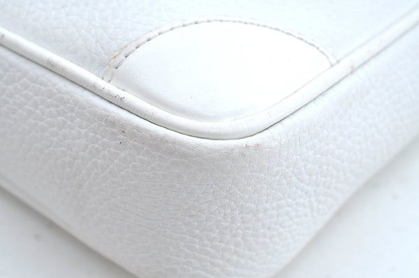 Authentic BURBERRY Vintage Leather Shoulder Bag Purse White K5837