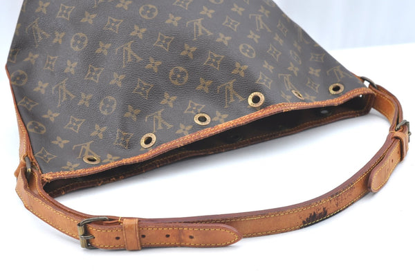 Authentic Louis Vuitton Monogram Petit Noe M42226 Shoulder Drawstring Bag K5845