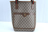 Authentic GUCCI Web Sherry Line GG Plus Tote Bag PVC Leather Brown K5848