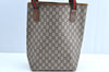 Authentic GUCCI Web Sherry Line GG Plus Tote Bag PVC Leather Brown K5848