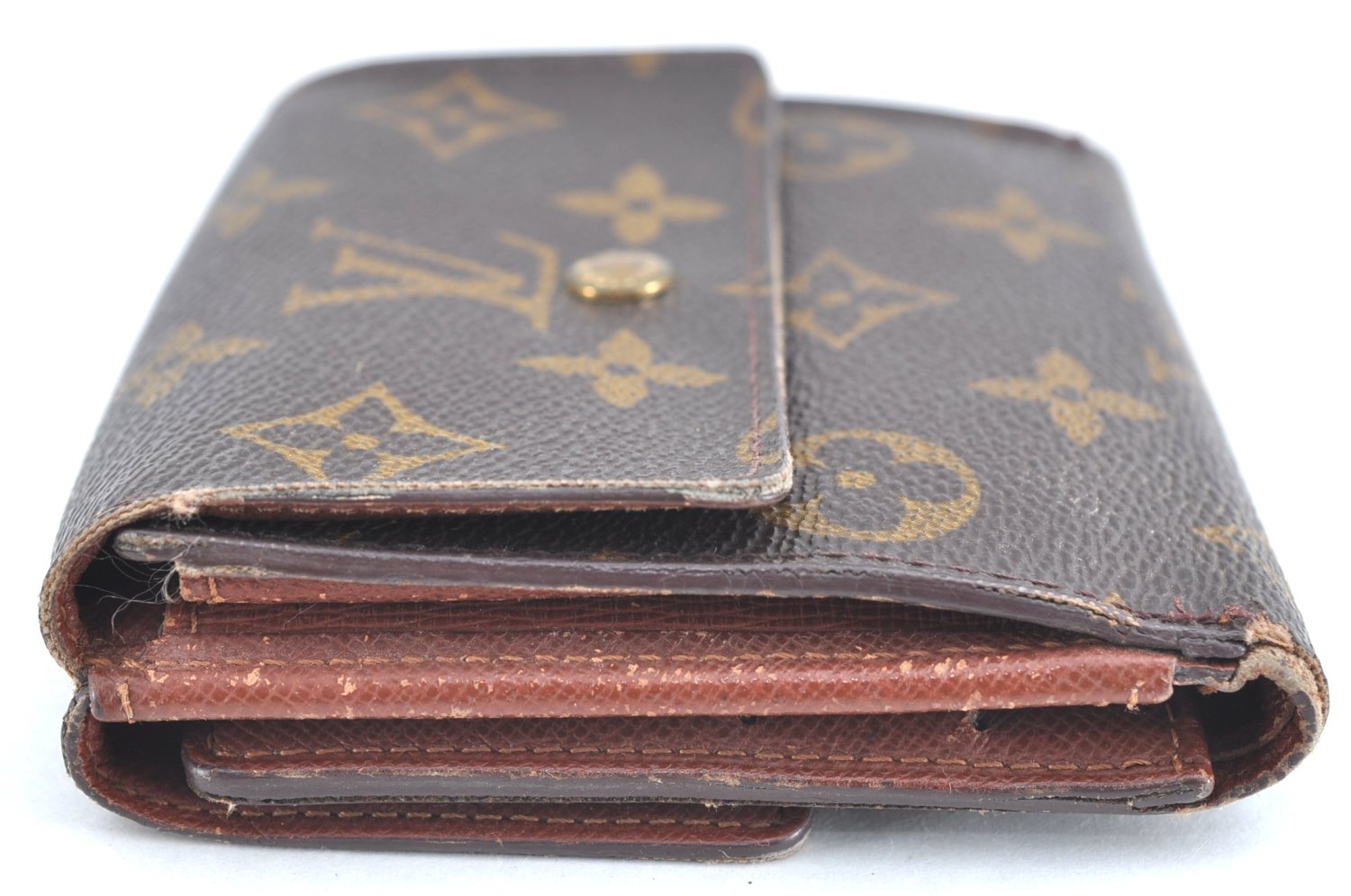 Authentic Louis Vuitton Monogram M61652 Porte Monnaie Billet Carte Credit K5851