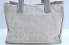 Authentic CHANEL New Travel Line Shoulder Tote Bag Nylon Leather Silver K5859