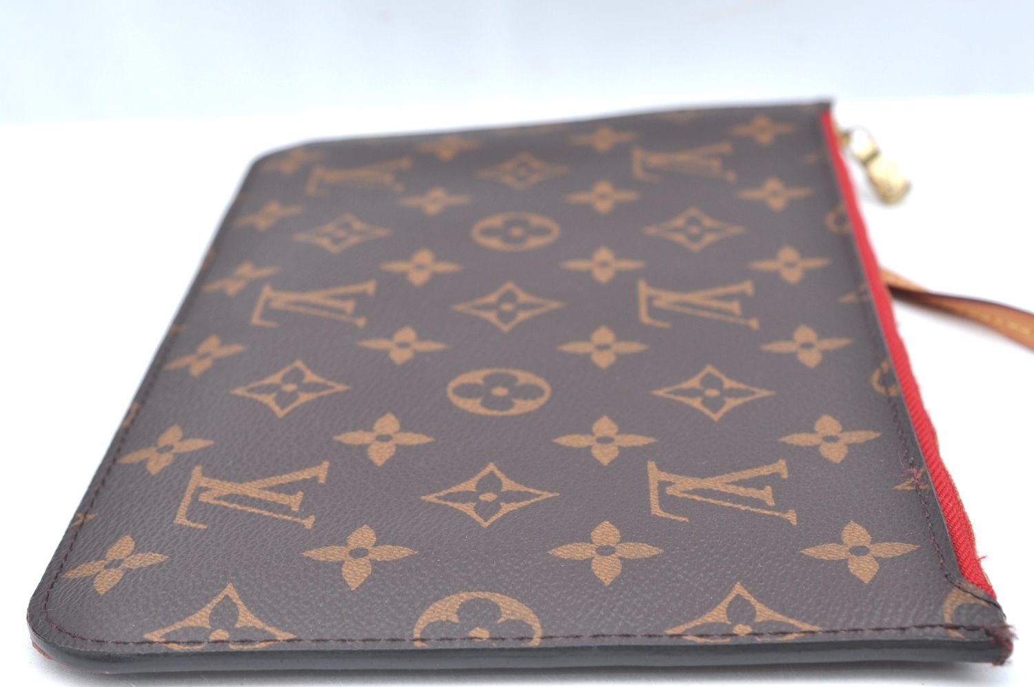 Authentic Louis Vuitton Monogram Neverfull Pouch Purse Clutch Bag Red LV K5865