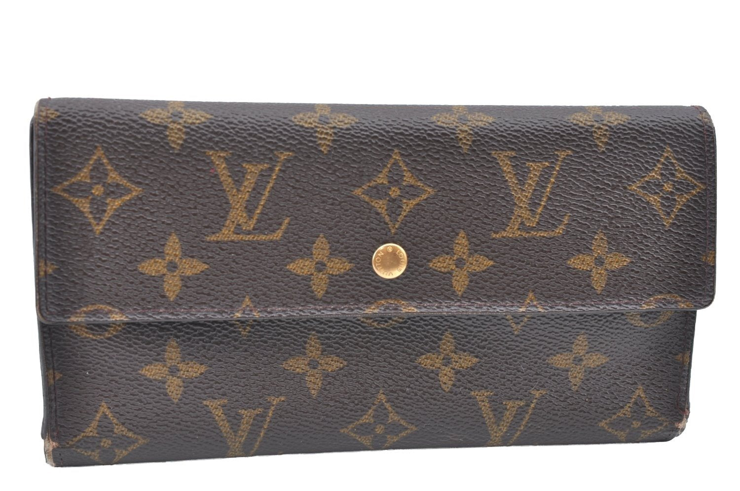 Authentic Louis Vuitton Monogram Porte Tresor International M61215 Wallet K5870