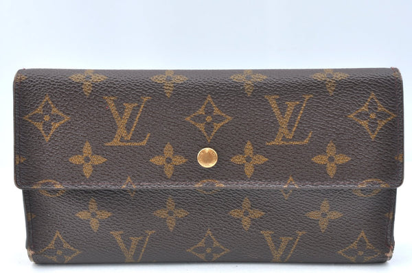 Authentic Louis Vuitton Monogram Porte Tresor International M61215 Wallet K5870