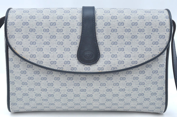 Authentic GUCCI Micro GG PVC Leather Shoulder Cross Body Bag Navy Blue K5871