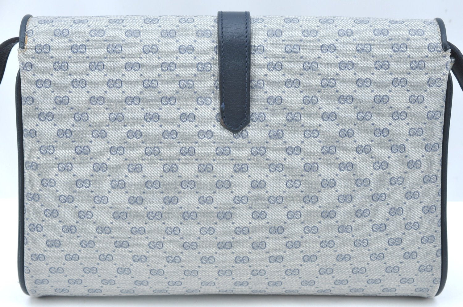 Authentic GUCCI Micro GG PVC Leather Shoulder Cross Body Bag Navy Blue K5871