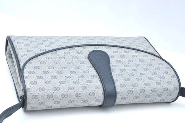 Authentic GUCCI Micro GG PVC Leather Shoulder Cross Body Bag Navy Blue K5871