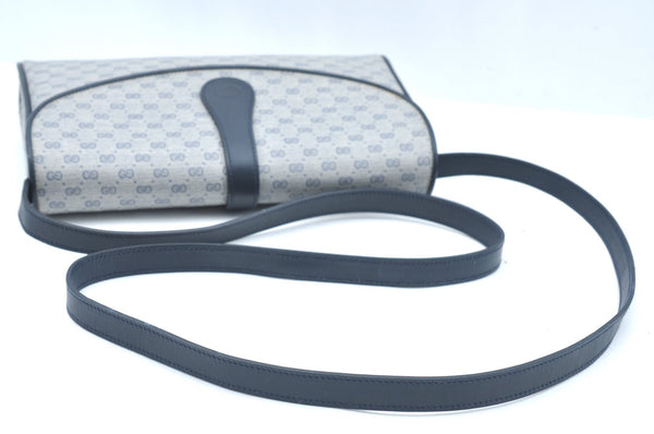 Authentic GUCCI Micro GG PVC Leather Shoulder Cross Body Bag Navy Blue K5871
