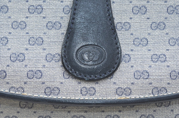 Authentic GUCCI Micro GG PVC Leather Shoulder Cross Body Bag Navy Blue K5871