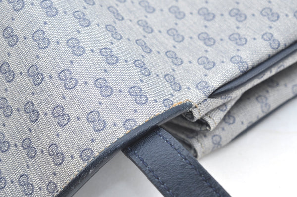 Authentic GUCCI Micro GG PVC Leather Shoulder Cross Body Bag Navy Blue K5871