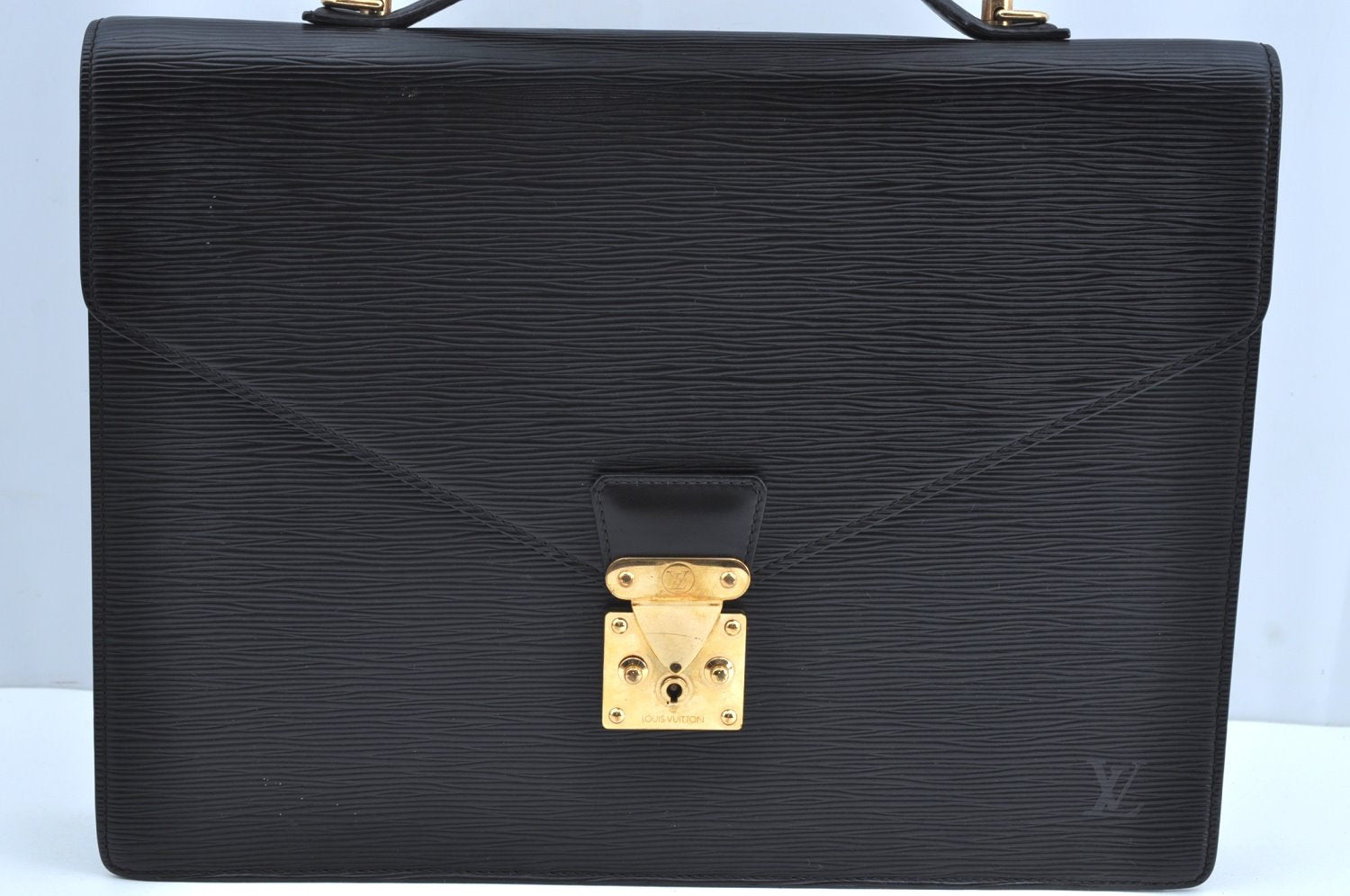 Auth Louis Vuitton Epi Porte Documents Bandouliere Briefcase M54462 Black K5875