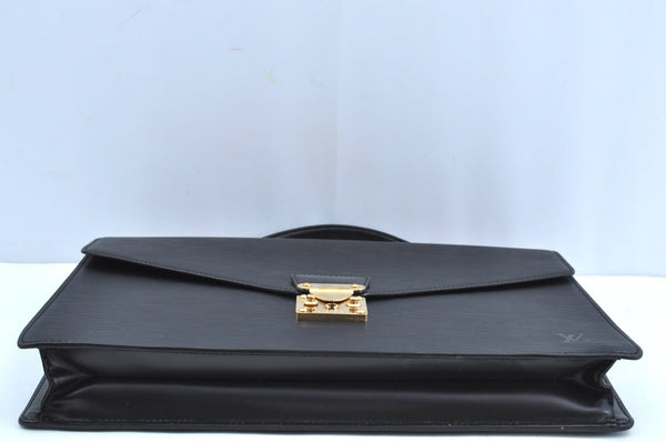 Auth Louis Vuitton Epi Porte Documents Bandouliere Briefcase M54462 Black K5875