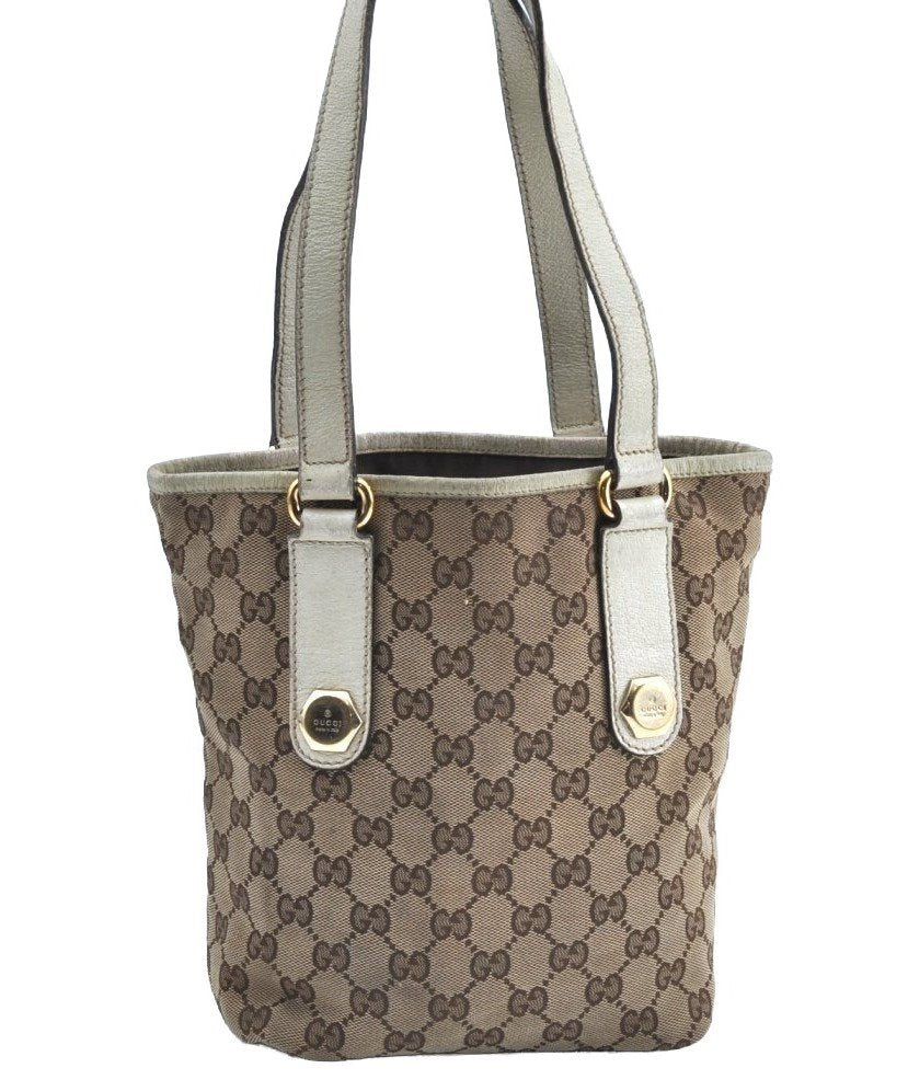 Authentic GUCCI Charmy Shoulder Tote Bag GG Canvas Leather 153361 Brown K5877