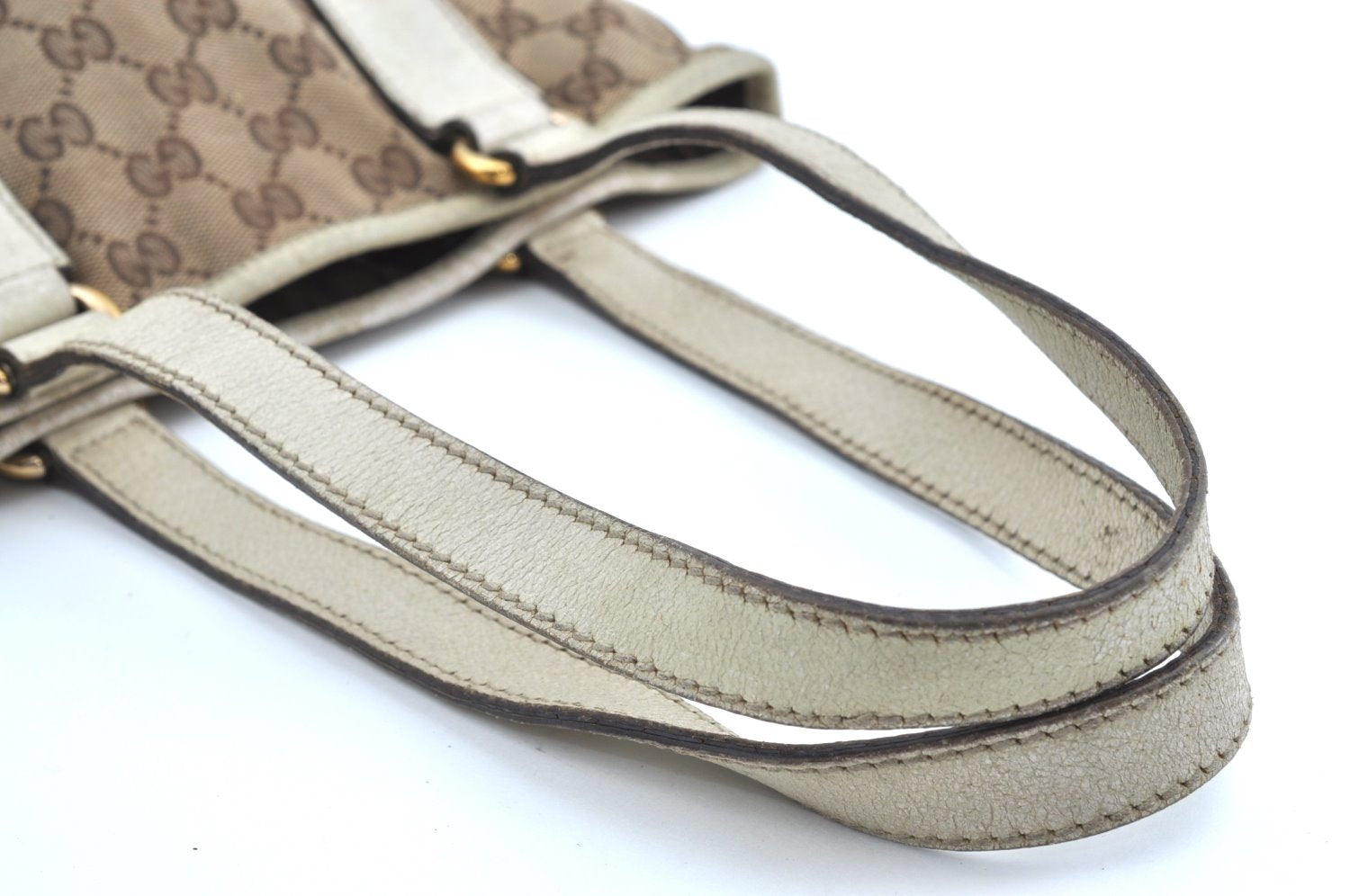 Authentic GUCCI Charmy Shoulder Tote Bag GG Canvas Leather 153361 Brown K5877