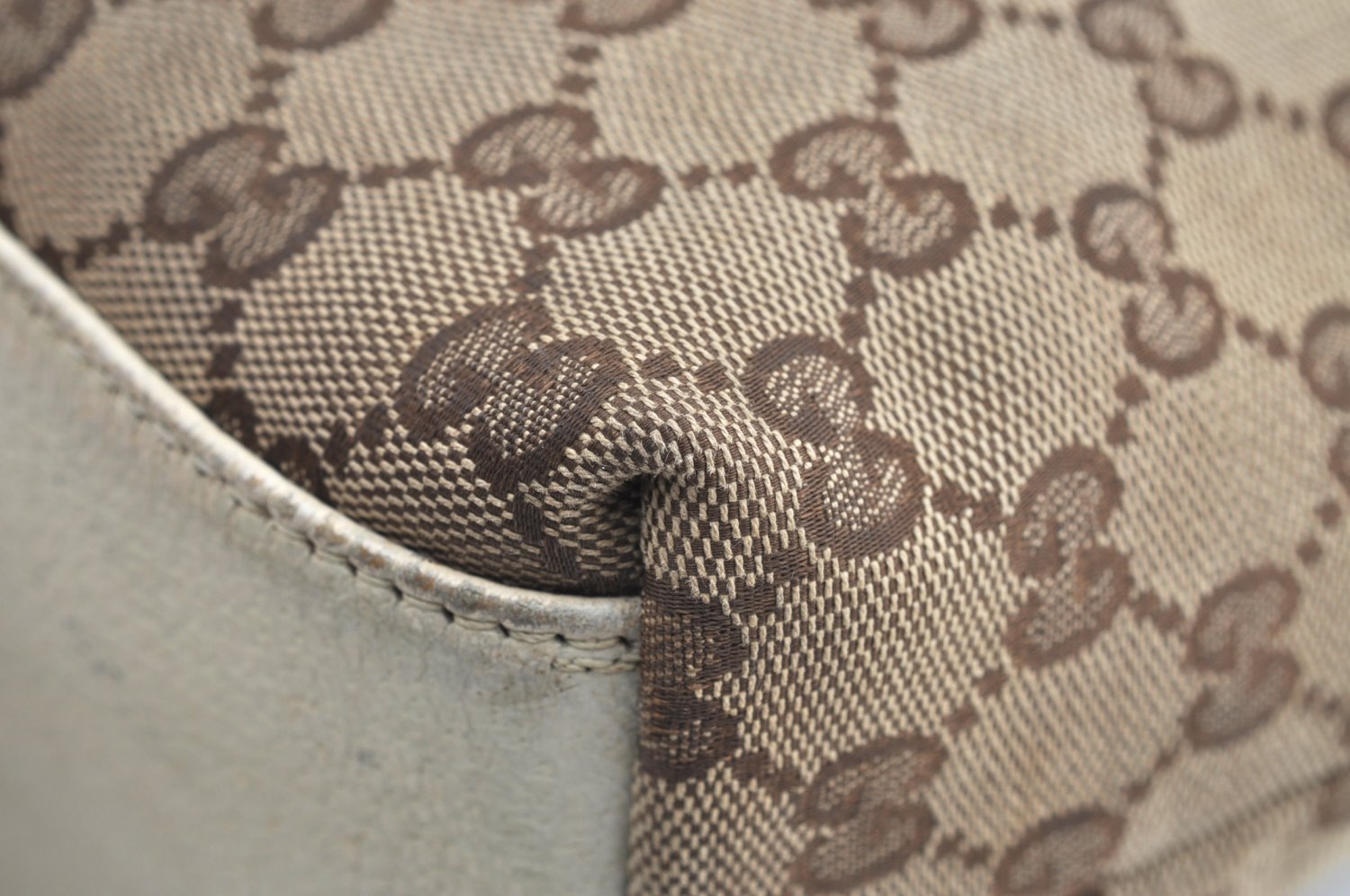 Authentic GUCCI Charmy Shoulder Tote Bag GG Canvas Leather 153361 Brown K5877