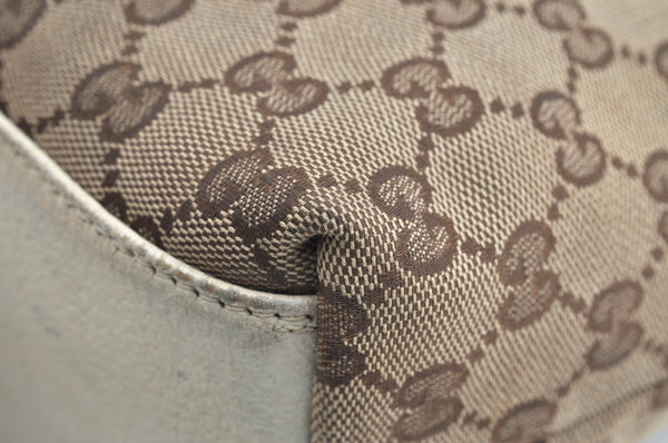 Authentic GUCCI Charmy Shoulder Tote Bag GG Canvas Leather 153361 Brown K5877