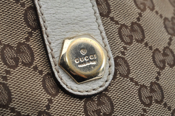 Authentic GUCCI Charmy Shoulder Tote Bag GG Canvas Leather 153361 Brown K5877