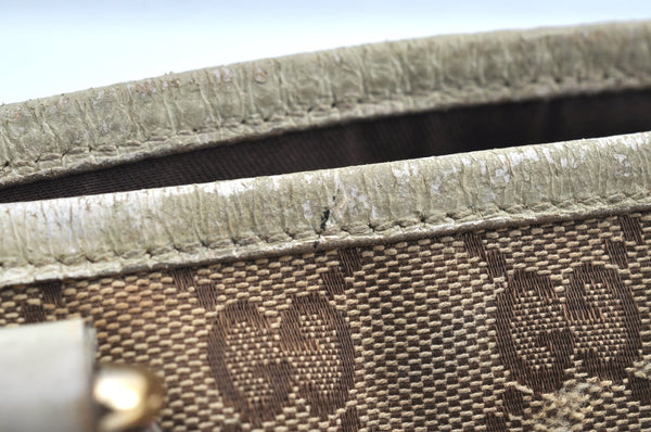 Authentic GUCCI Charmy Shoulder Tote Bag GG Canvas Leather 153361 Brown K5877