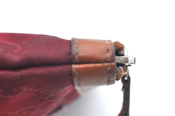 Authentic GUCCI Clutch Hand Bag Purse GG Nylon Leather 282071 Red K5881