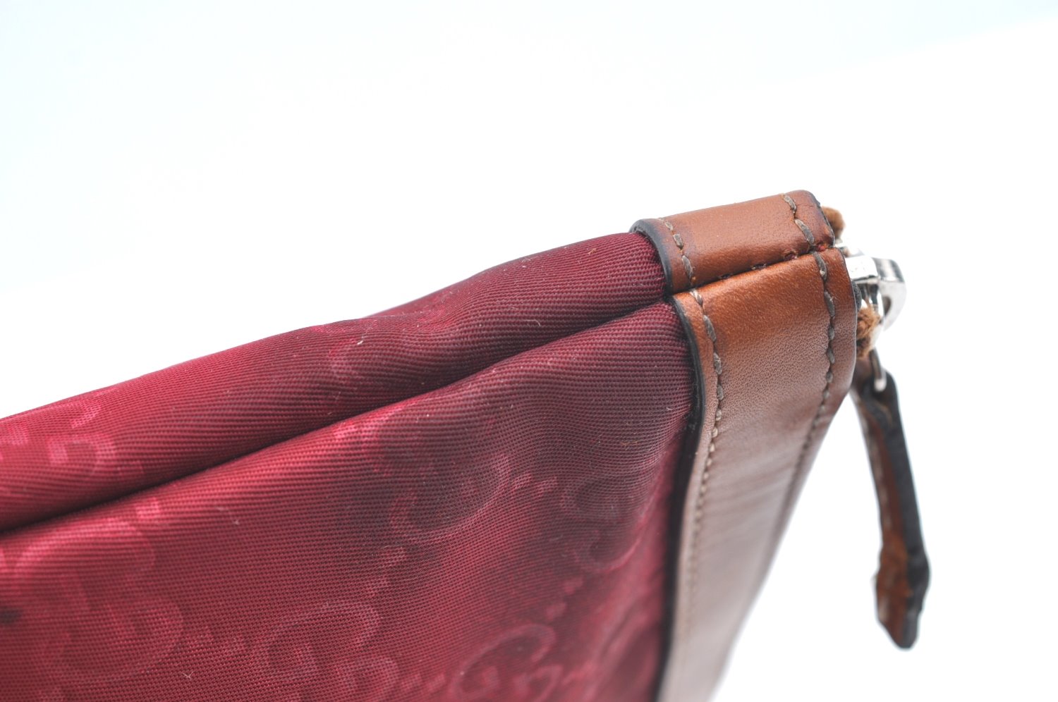 Authentic GUCCI Clutch Hand Bag Purse GG Nylon Leather 282071 Red K5881