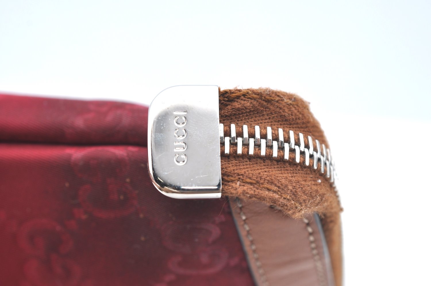 Authentic GUCCI Clutch Hand Bag Purse GG Nylon Leather 282071 Red K5881