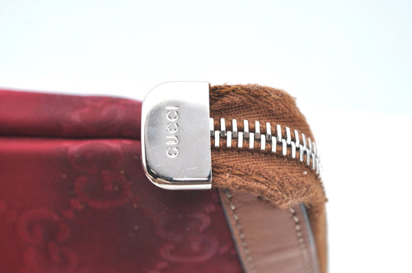 Authentic GUCCI Clutch Hand Bag Purse GG Nylon Leather 282071 Red K5881