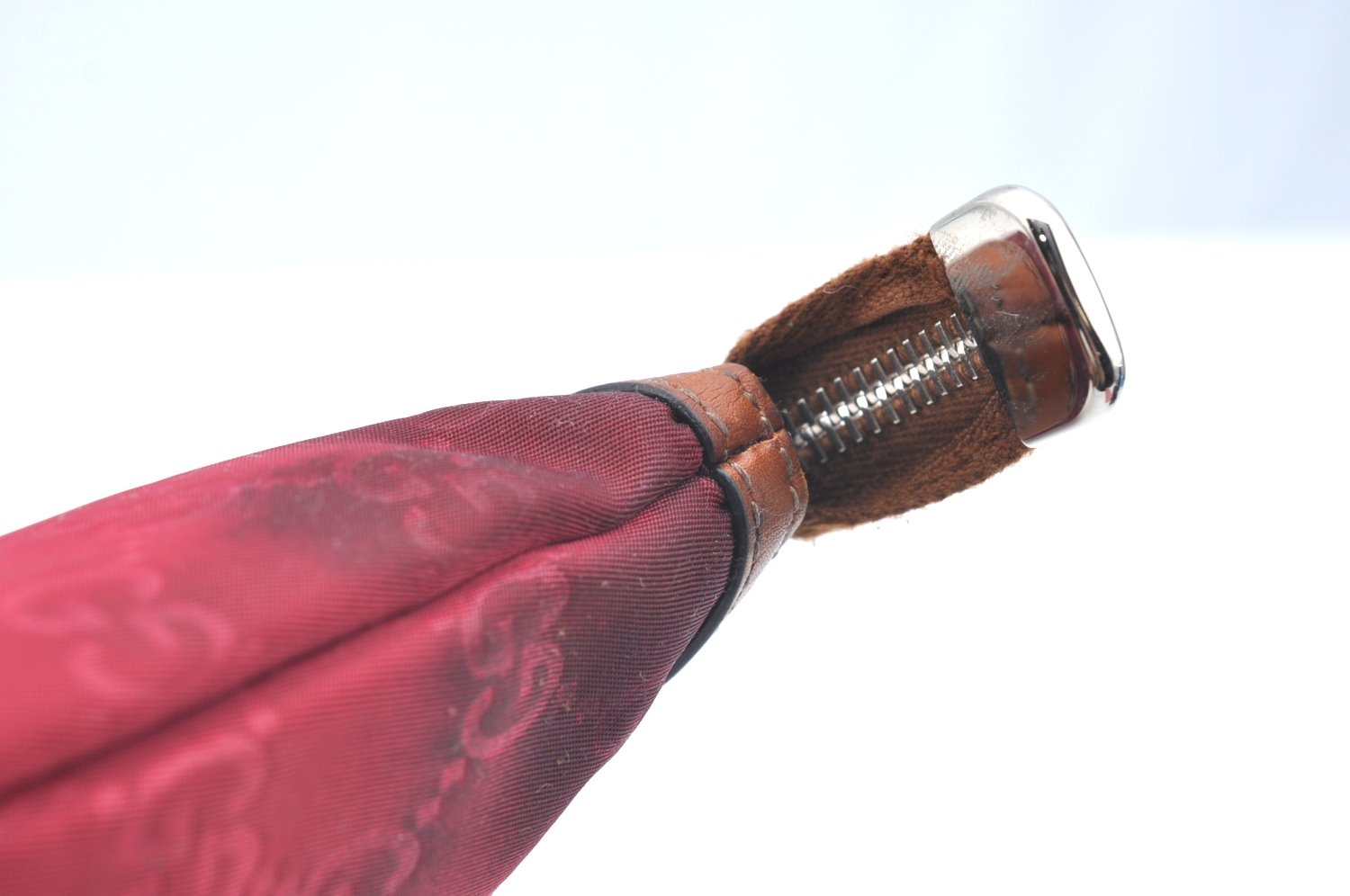 Authentic GUCCI Clutch Hand Bag Purse GG Nylon Leather 282071 Red K5881