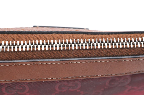 Authentic GUCCI Clutch Hand Bag Purse GG Nylon Leather 282071 Red K5881