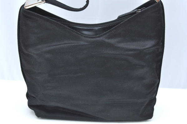 Authentic GUCCI Vintage Shoulder Hand Bag Satin Enamel Black Junk  K5884