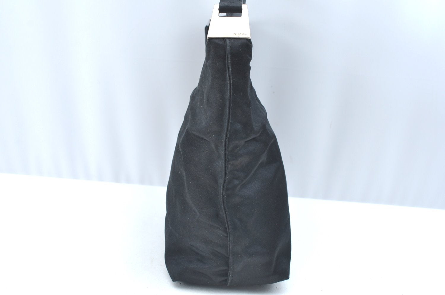 Authentic GUCCI Vintage Shoulder Hand Bag Satin Enamel Black Junk  K5884