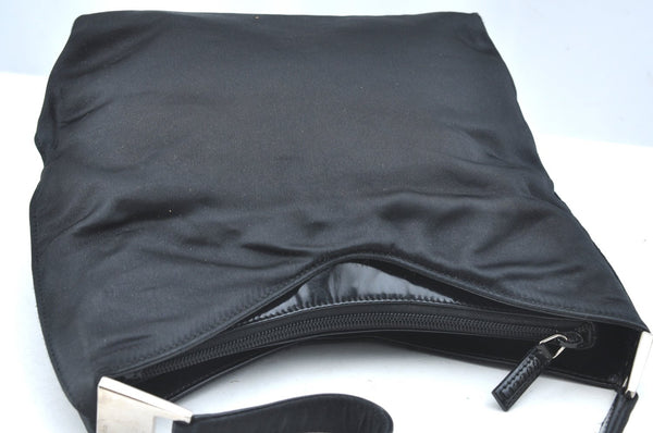 Authentic GUCCI Vintage Shoulder Hand Bag Satin Enamel Black Junk  K5884