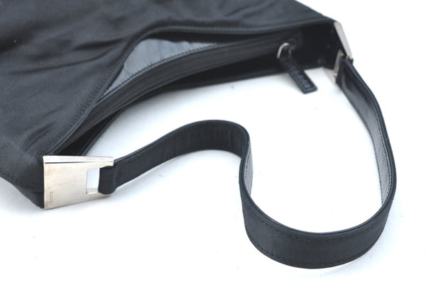 Authentic GUCCI Vintage Shoulder Hand Bag Satin Enamel Black Junk  K5884