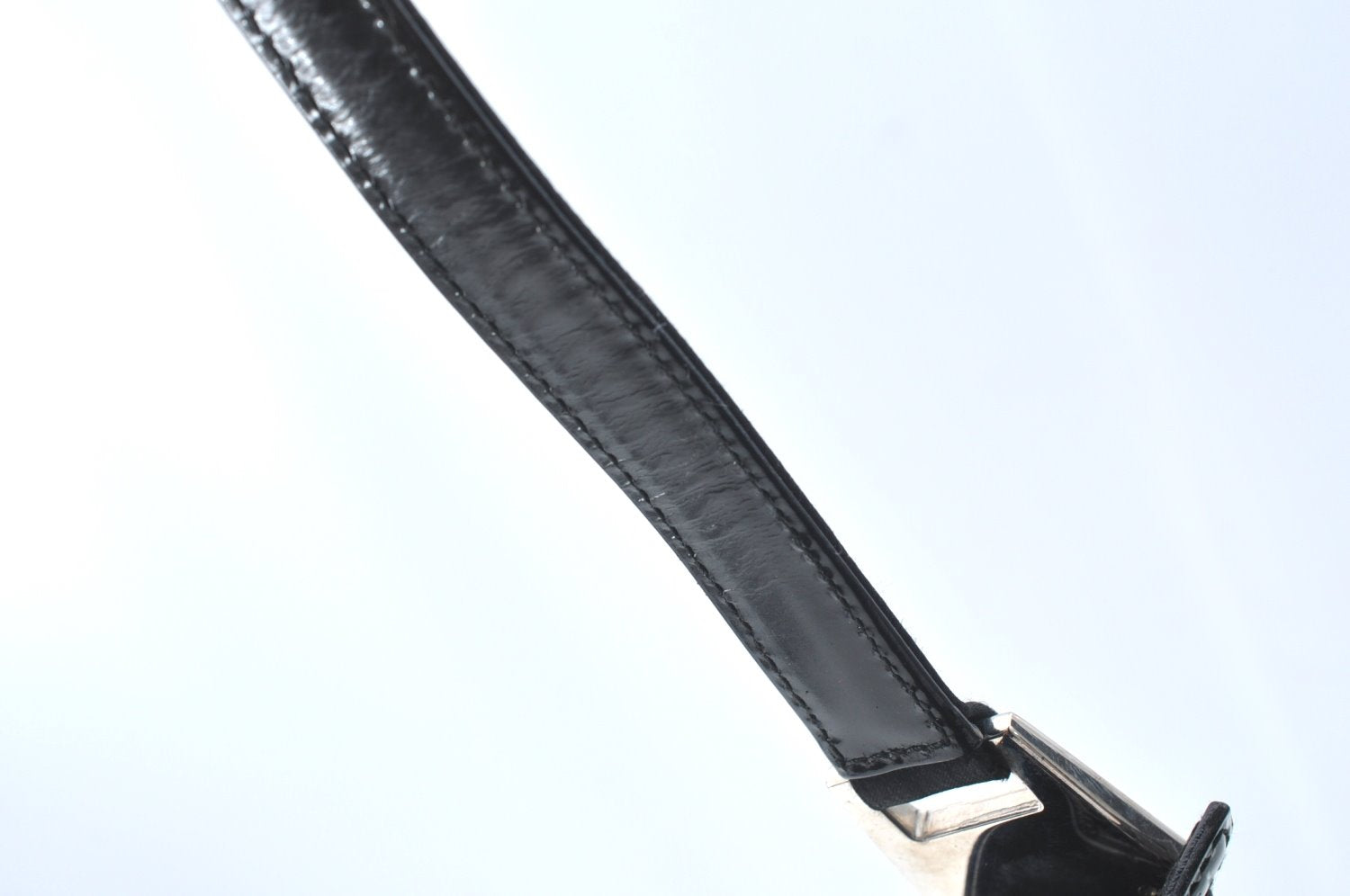 Authentic GUCCI Vintage Shoulder Hand Bag Satin Enamel Black Junk  K5884