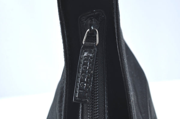 Authentic GUCCI Vintage Shoulder Hand Bag Satin Enamel Black Junk  K5884