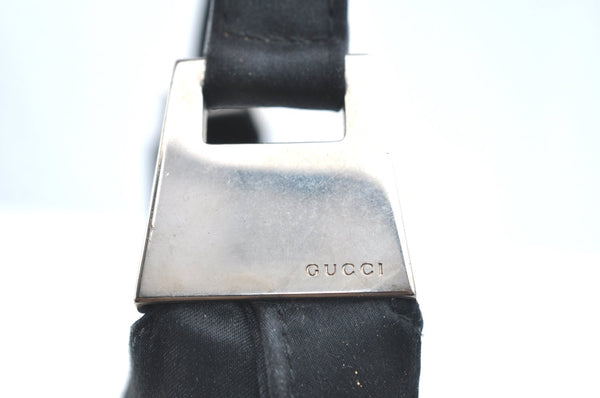 Authentic GUCCI Vintage Shoulder Hand Bag Satin Enamel Black Junk  K5884