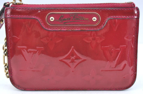 Authentic Louis Vuitton Vernis Pochette Cles NM Coin Purse Case M91669 Red K5885