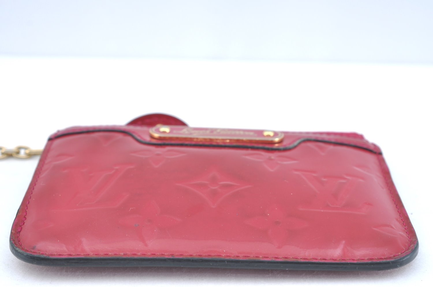 Authentic Louis Vuitton Vernis Pochette Cles NM Coin Purse Case M91669 Red K5885