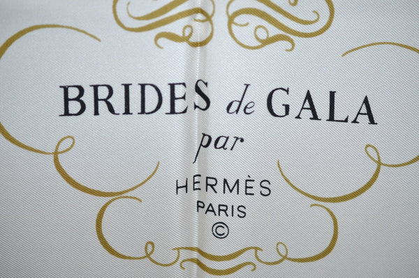 Authentic HERMES Carre 90 Scarf "BRIDES de GALA par" Silk Blue K5899