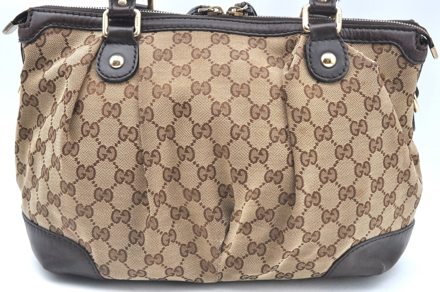 Authentic GUCCI Sukey 2Way Shoulder Tote Bag GG Canvas Leather Brown K5900