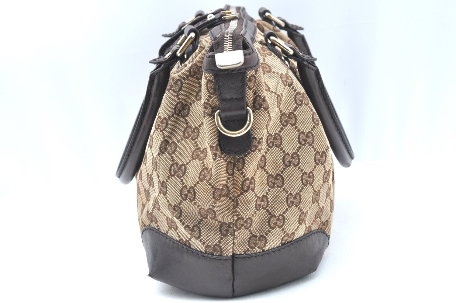 Authentic GUCCI Sukey 2Way Shoulder Tote Bag GG Canvas Leather Brown K5900