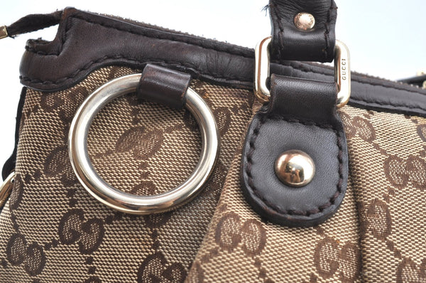 Authentic GUCCI Sukey 2Way Shoulder Tote Bag GG Canvas Leather Brown K5900