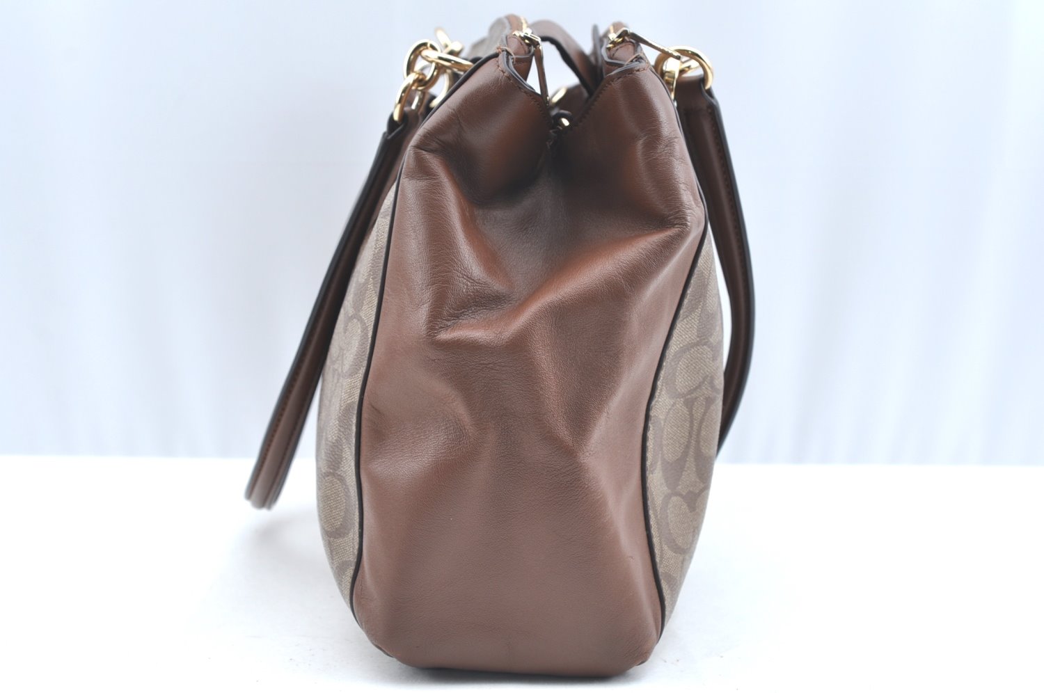 Authentic COACH Signature 2Way Shoulder Tote Bag PVC Leather F58305 Brown K5914