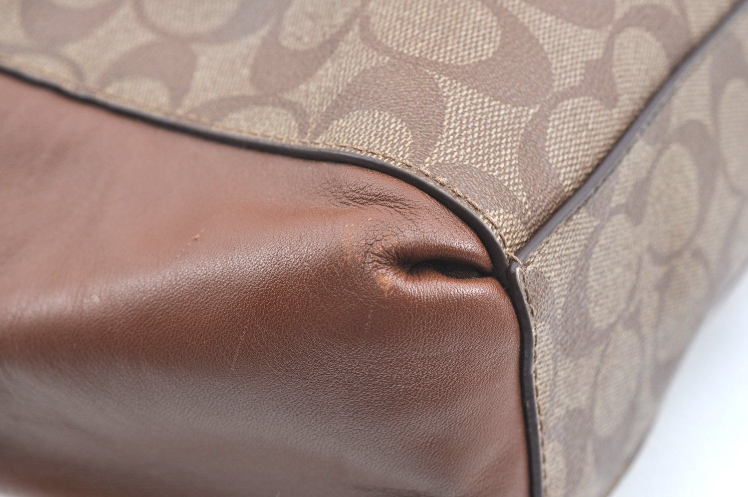 Authentic COACH Signature 2Way Shoulder Tote Bag PVC Leather F58305 Brown K5914