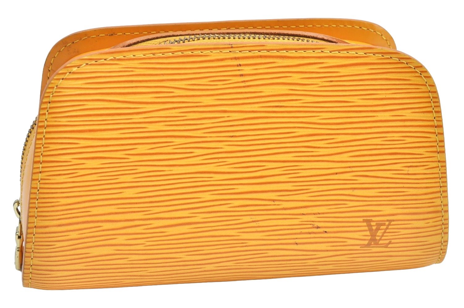 Authentic Louis Vuitton Epi Dauphine Cosmetic Pouch Yellow M48449 LV Junk K5925