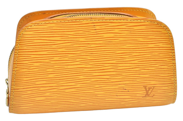 Authentic Louis Vuitton Epi Dauphine Cosmetic Pouch Yellow M48449 LV Junk K5925